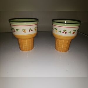 Pfaltzgraff Pistoulet Ice Cream Cone Dessert Cup Set of 2 Jana Kolpen